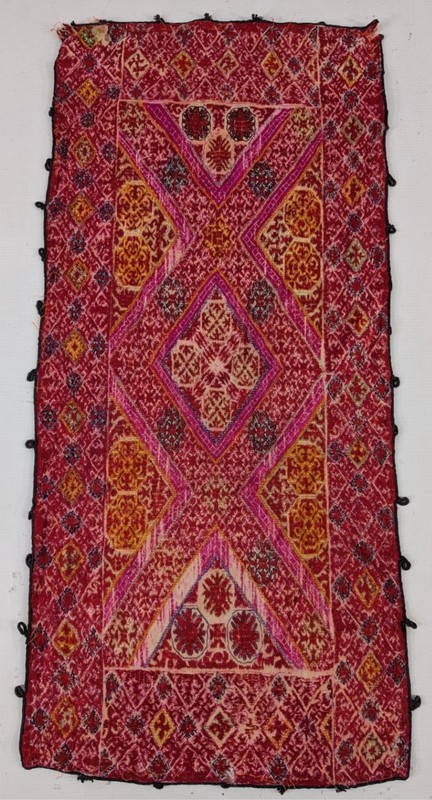 Antique Traditional Swati Ethnic Tribal Hand Embroidered Textile Panel 85x39cm