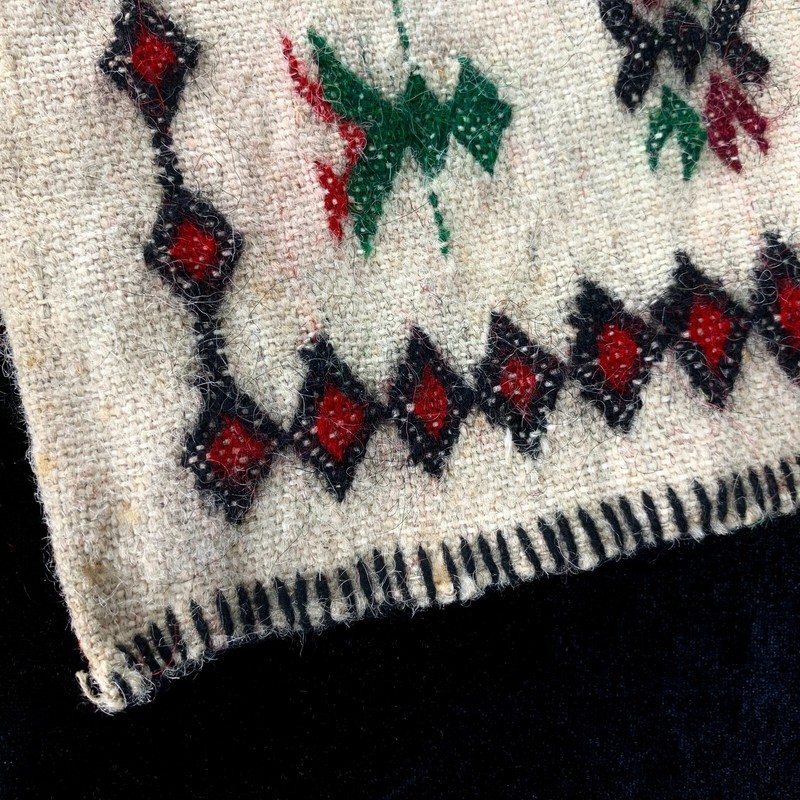 Vintage Off White Ethnic Wool Hand Weaving Bag or Pillow Cover Boho 14 X 12 gallery