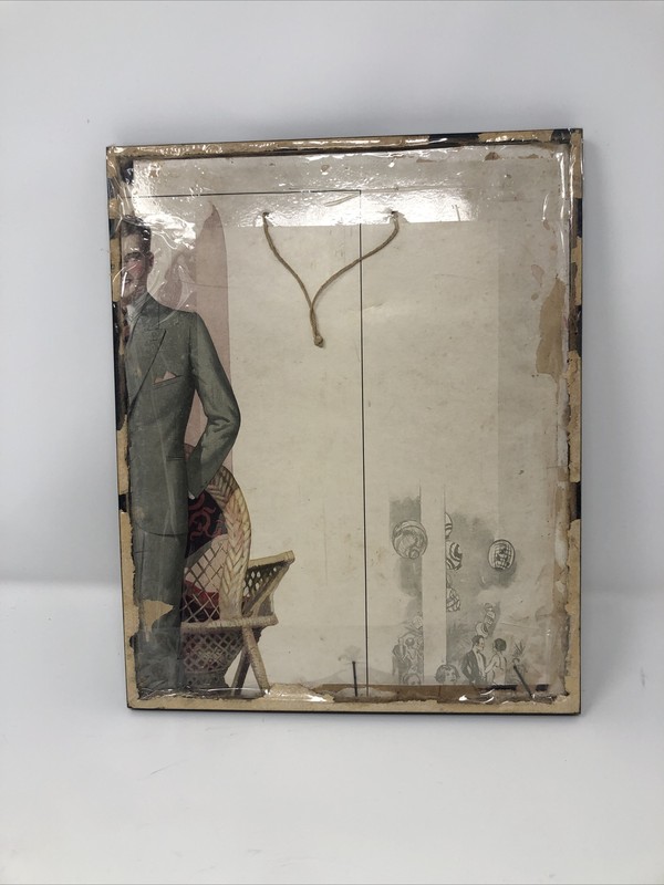 Vintage Natural Fibers And Paint Art Framed Man Sitting With His Best Friend gallery