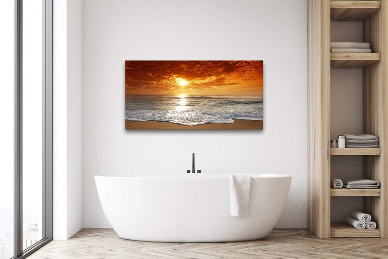 Muolunna S04650 Canvas Prints Wall Art Sunset Ocean Beach Pictures Photo Pain... gallery