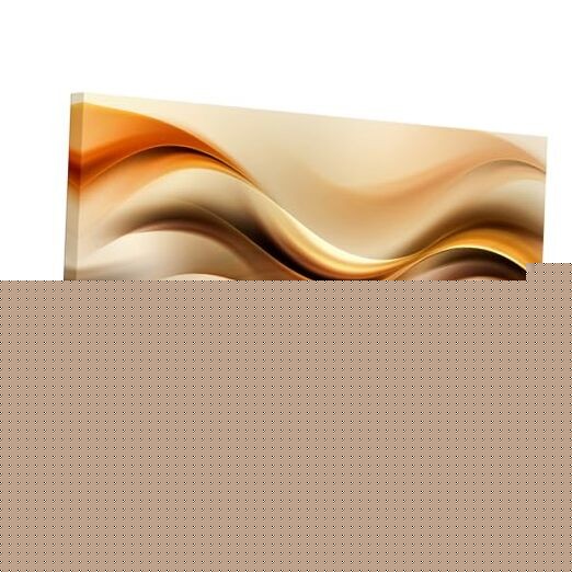 Gold and Brown Wave Design Abstract Wall Art – 24″x36″ Orange and White Lines