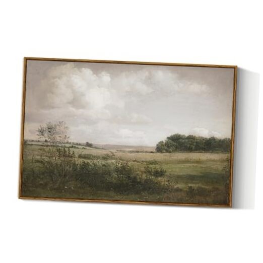 Vintage Landscape Large Framed Wall 36L» x 24W» Landscape with Sunlit Clouds