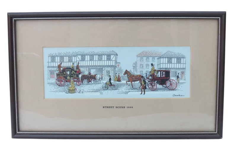 Cash's of Coventry Woven Silk Picture -Transportation - Street Scene 1842