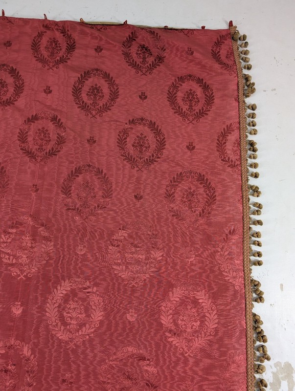 Antique French Silk Damask Curtain Wall Textile 85 × 50 in gallery