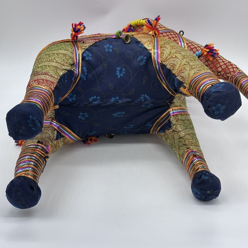 Rajasthani Indian Folk Art Colorful Fabric & Embellishments Large 16 In Elephant gallery