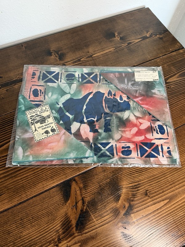 Vintage South African Hand Dyed & Painted Tie Dye Safari Placemat & Napkin Set