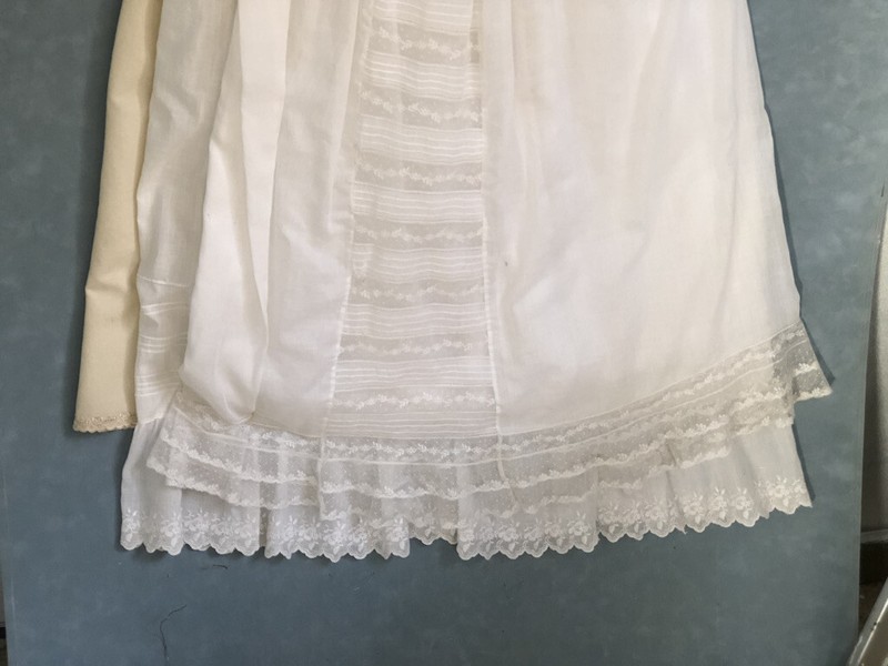 Antique Christening Dress 3 pieces handmade orig gold plated closure 100 yrs gallery