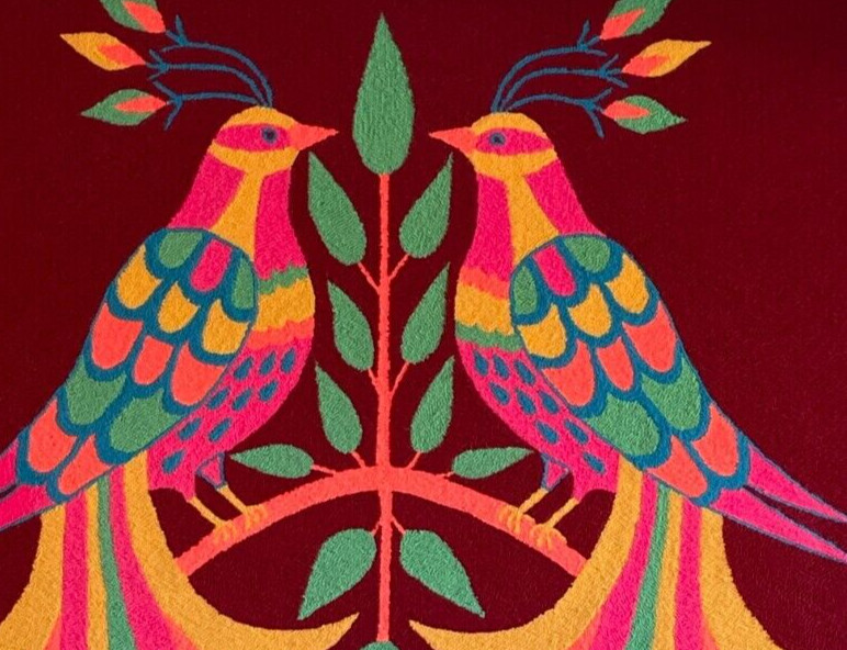Luis Montiel Hand Knotted Wood Wayuu Weaving Bird Tapestry - Vintage gallery