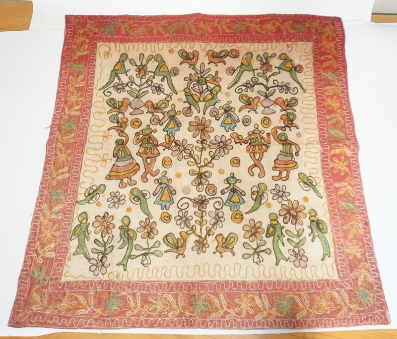 Vintage Decorative Kantha Embroidery Wall Hanging Handmade Birds Flowers
