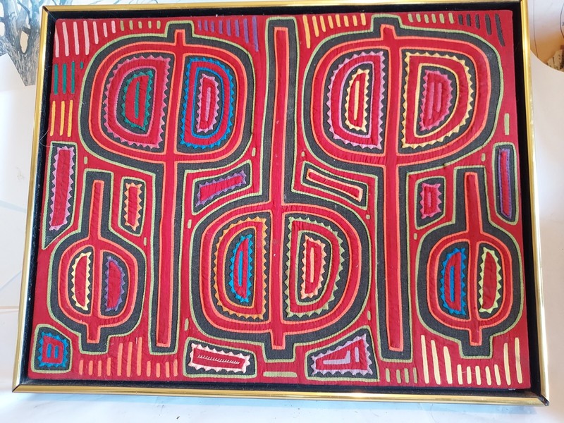 1970s Cuna Indians Framed Quilt Art