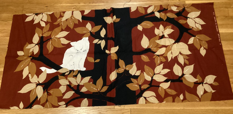Int’l Printworks Fabric Wallhanging Kissa Pussa Vintage Retro Mid Century Deco