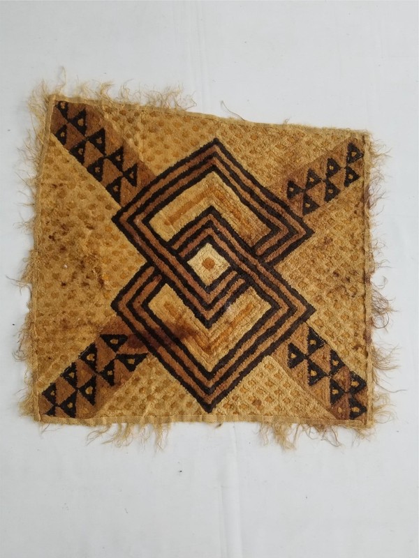 Vintage African Handwoven Kuba Cloth Raffia Textile Panel 71x63cm