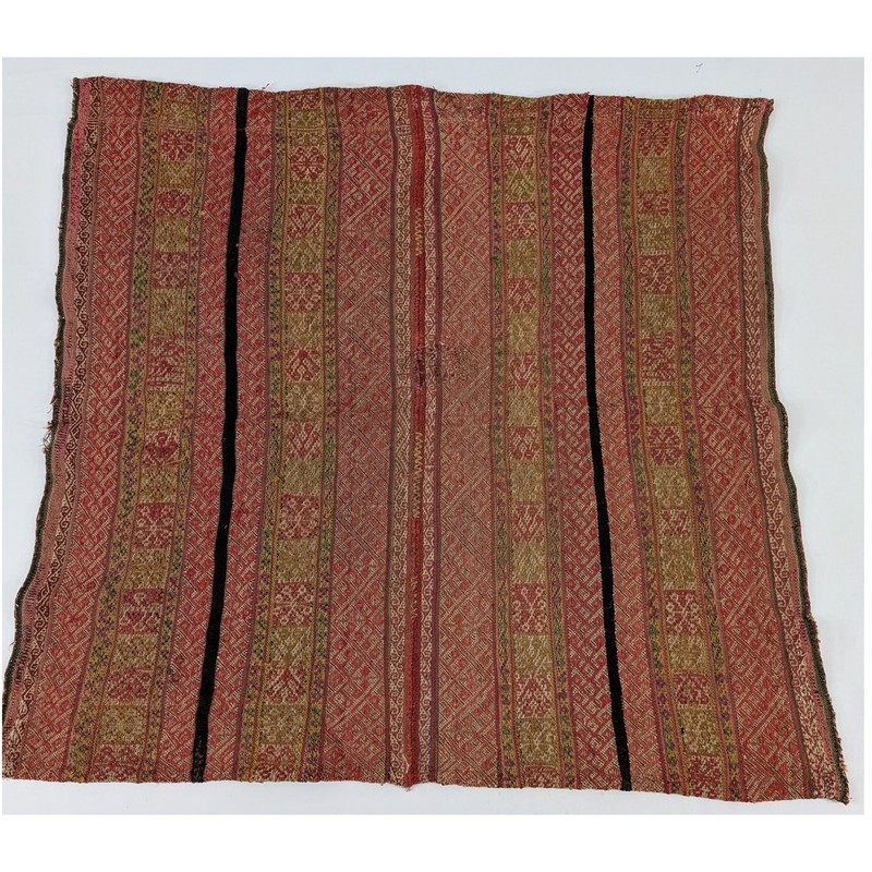 Vintage Traditional Bolivian Aguayo Handwoven Tribal Wool Textile 91x87cm