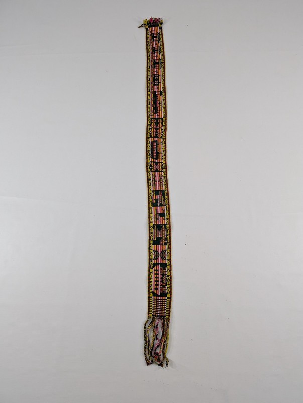 Vintage Traditional Handwoven Peruvian Andean Llama Wool Textile Band 138x9cm