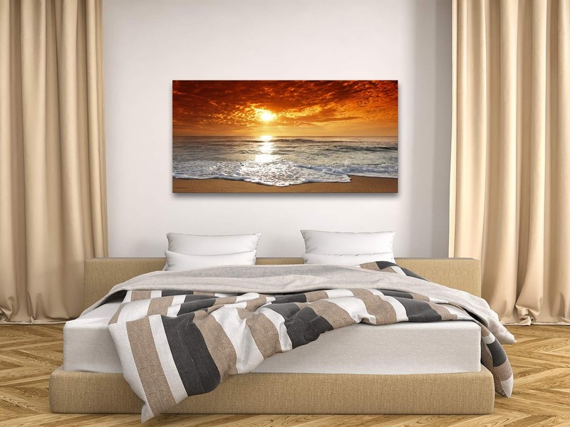 Muolunna S04650 Canvas Prints Wall Art Sunset Ocean Beach Pictures Photo Pain... gallery