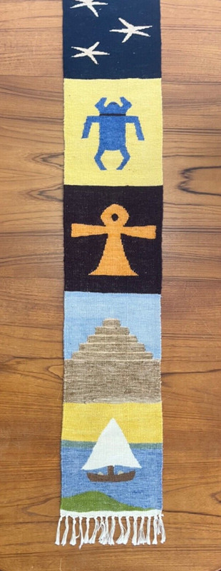 Egyptian Wool Weaving Textile Art ANKH Pyramids Stars gallery