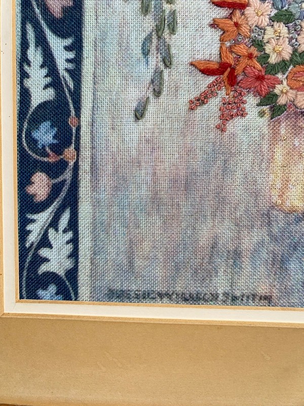 Jessie Willcox Smith Rebecca's Portrait Flower Basket Embroidery Framed Artwork gallery