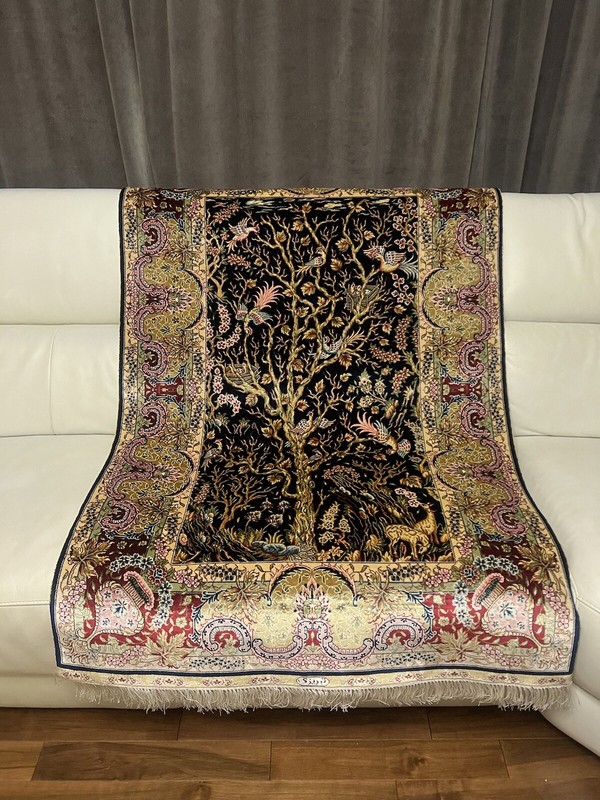 Best Gift 2M Tree Of Life Handmade Nuts 100% Silk Fine Turkish Rug Artist Signed