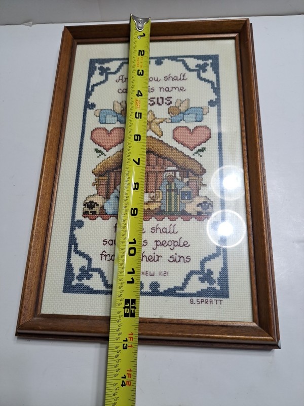 Christmas Manger Needlepoint Art Framed gallery