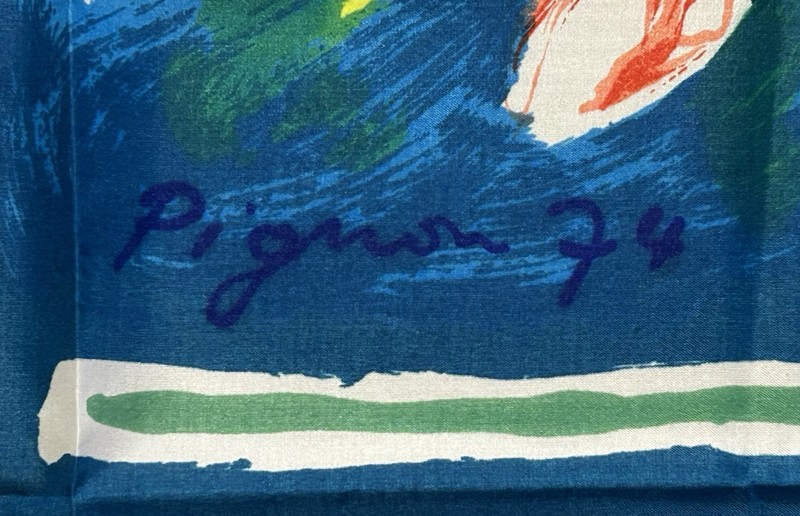 Edouard Pignon 1974 Textile Screen Print Combats de Coqs Mid Century Modern Art gallery