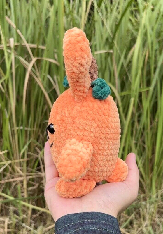 Handcrafted Stuffed Halloween Pumpkin Amigurumi Orange Bunny Plushy Gift Soft gallery