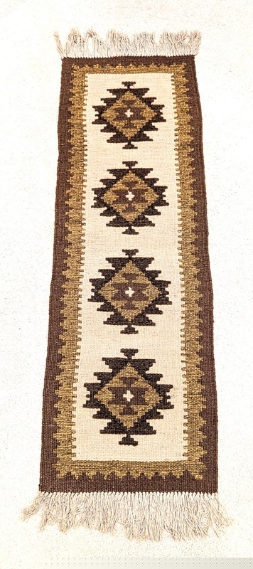 Handwoven Turkish Kilim Wool Rug Runner Wall Hanging Geometric Anatolian 34×12