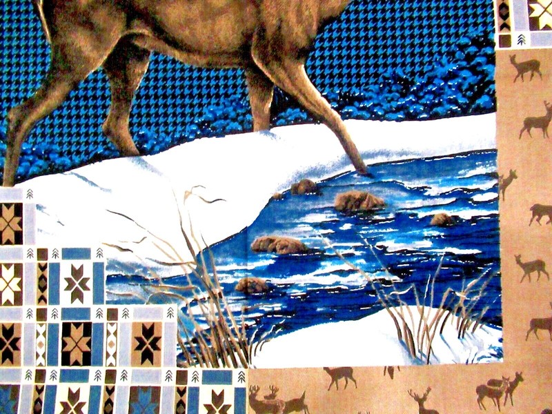 "DEER BY THE STREAM" ~ (FABRIC ART / QUILTING / WALL HANGING) ~ **(18" X 18")** gallery