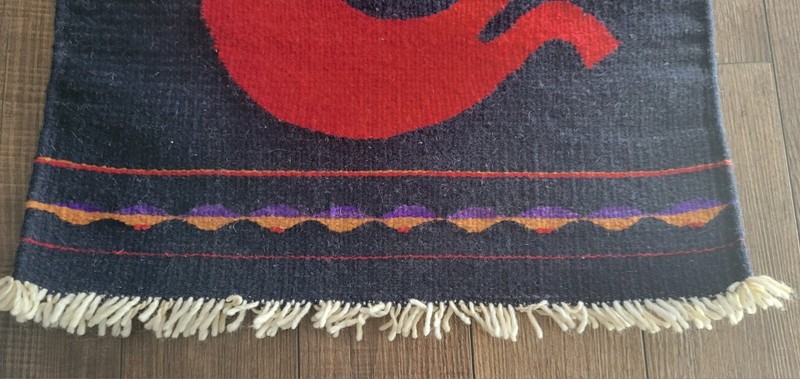 Hand Woven Wool Zapotec Southwestern Rug Mat Wall Hanging 20" x 22" Navy Blue gallery
