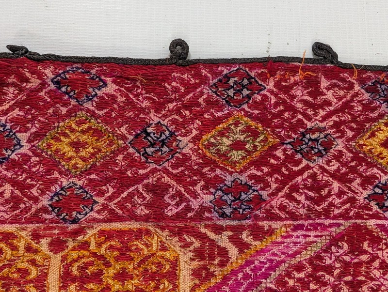 Antique Traditional Swati Ethnic Tribal Hand Embroidered Textile Panel 85x39cm gallery