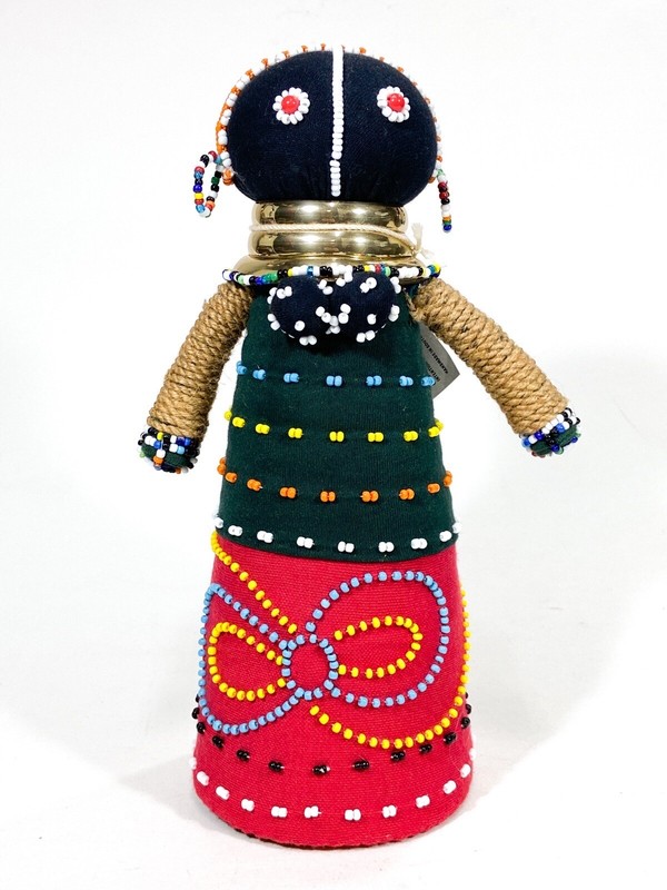 Ndebele Ceremonial Doll Fabric w/ Beads, Handmade in South Africa 10.5”