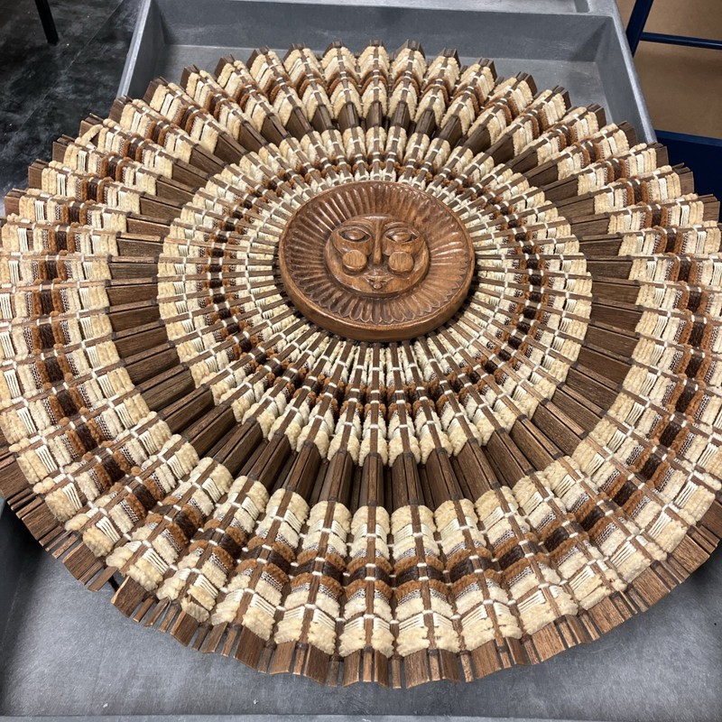 Maria Kipp Style Sunburst Wall Sculpture 30” Woven Wood Rattan MCM