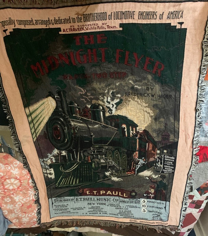 HTF Midnite Flyer Tapestry Throw ’95 Smithsonian Paul Music 54×70 Federick Hager