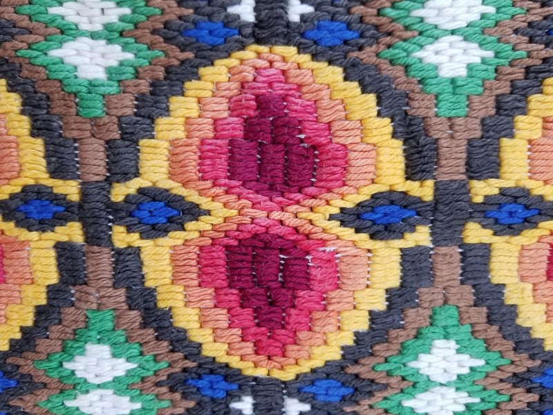 Vintage Italian Bargello Needlepoint Wool Panel 89x59cms gallery