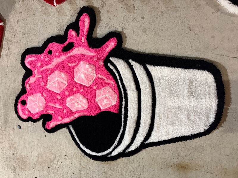 SPILLED LEAN CUP HANDMADE RUG - PINK - 3X4 FT, BRAND NEW WITH NON-SLIP BACKIN gallery