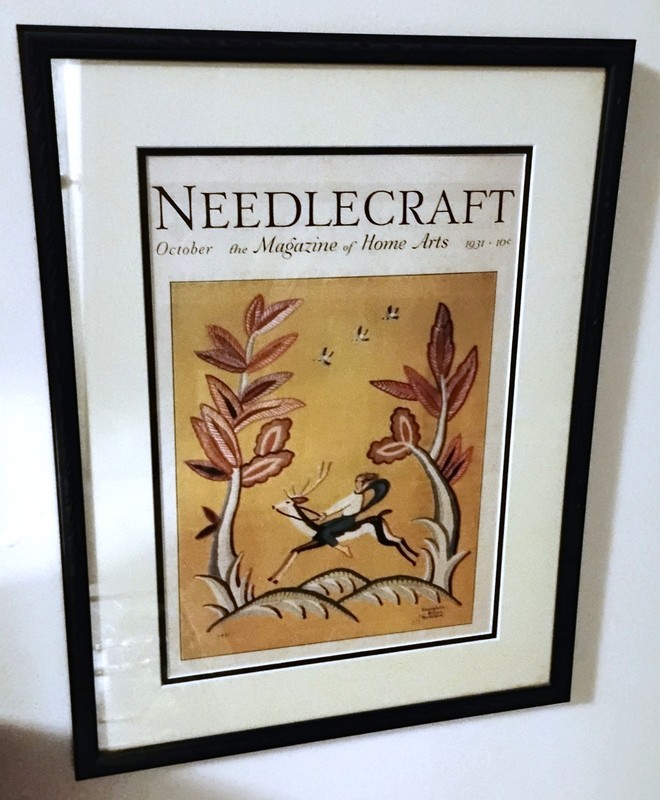 GEORGIANA BROWN HARBESON: UNTITLED 1931. ORIGINAL NEEDLCRAFT MAG COVER, FRAMED