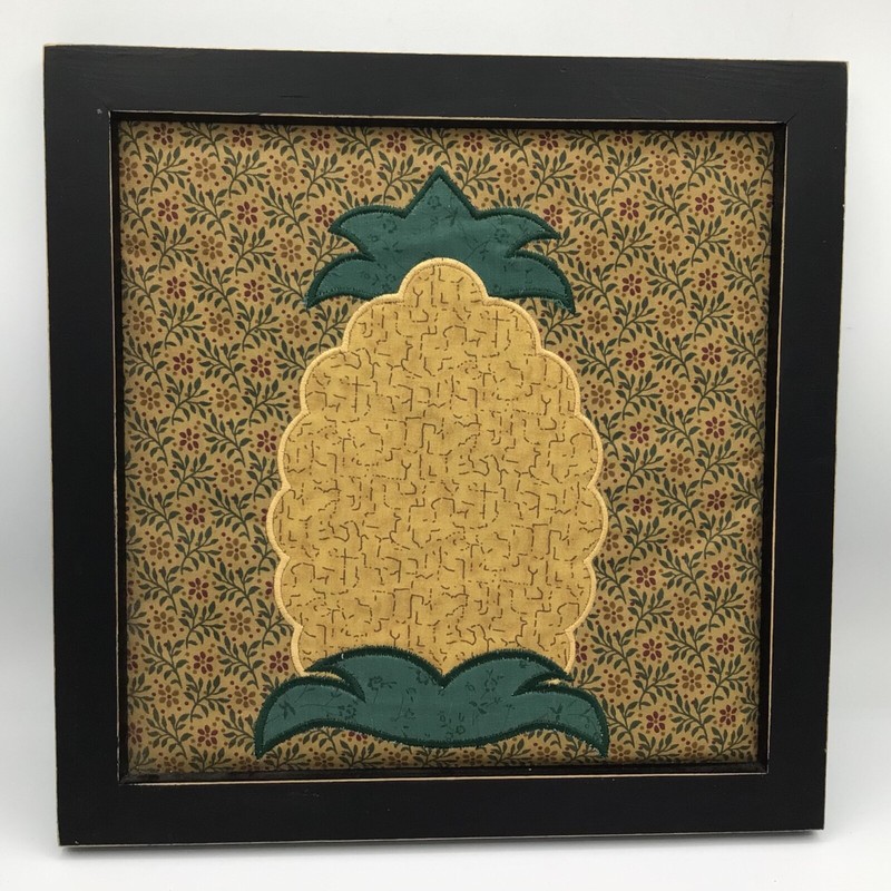 Fabric Embroidered Pineapple Framed Wall Art Cottage Core Thomas Strauss 10″
