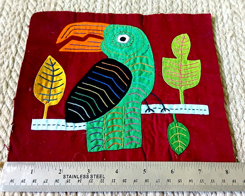 Lot of 3 Kuna Mola Textile Art Panels Abstract Birds Design Colorful Folk Art gallery