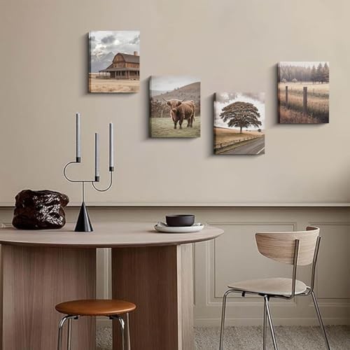 Framed Rustic Farm Wall Art, 8x10 Inches Set of 4, Country 8"x10" FRAMED gallery