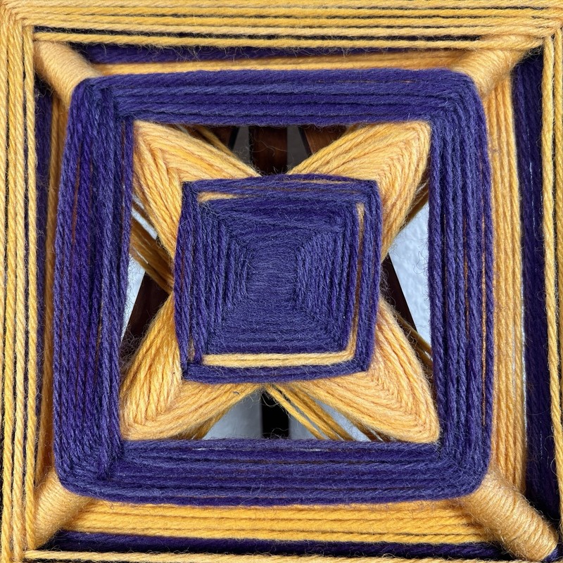 Vintage Purple Yellow Eye of God Handmade Yarn Art Folk Art Wall Hanging gallery