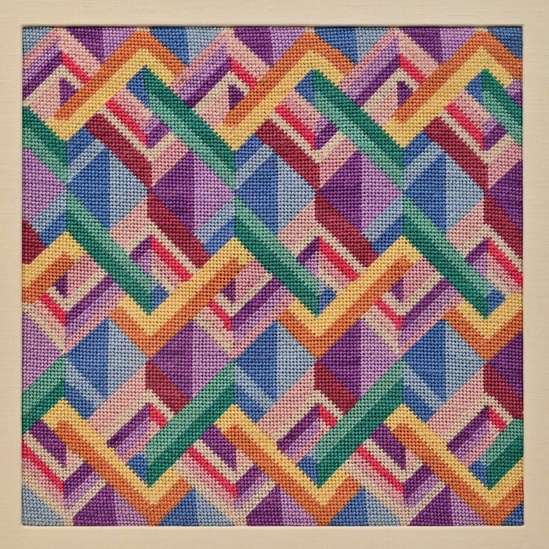 EDNA KATZ Original Vintage MCM Geometric Abstract Textile Needlepoint Tapestry gallery