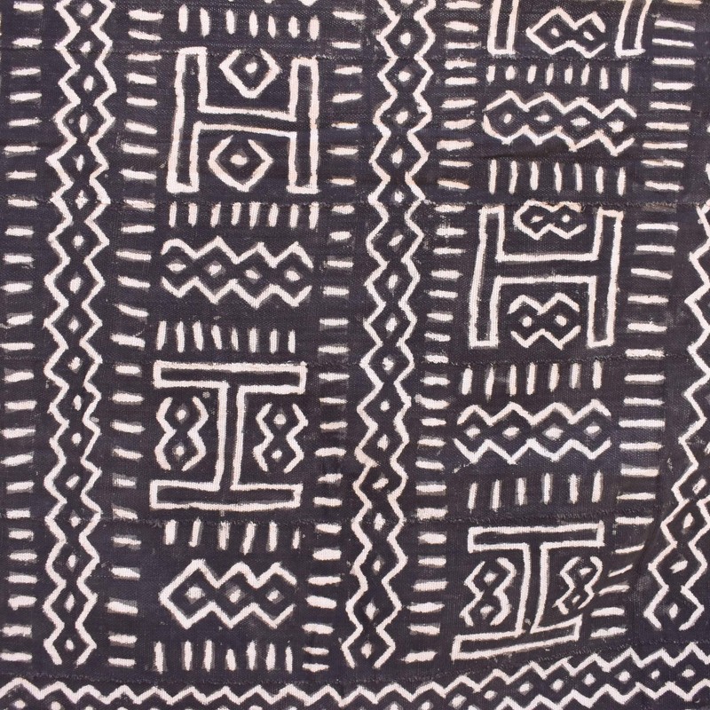 Bògòlanfini Black Mudcloth Textile Mali 78x36 inch