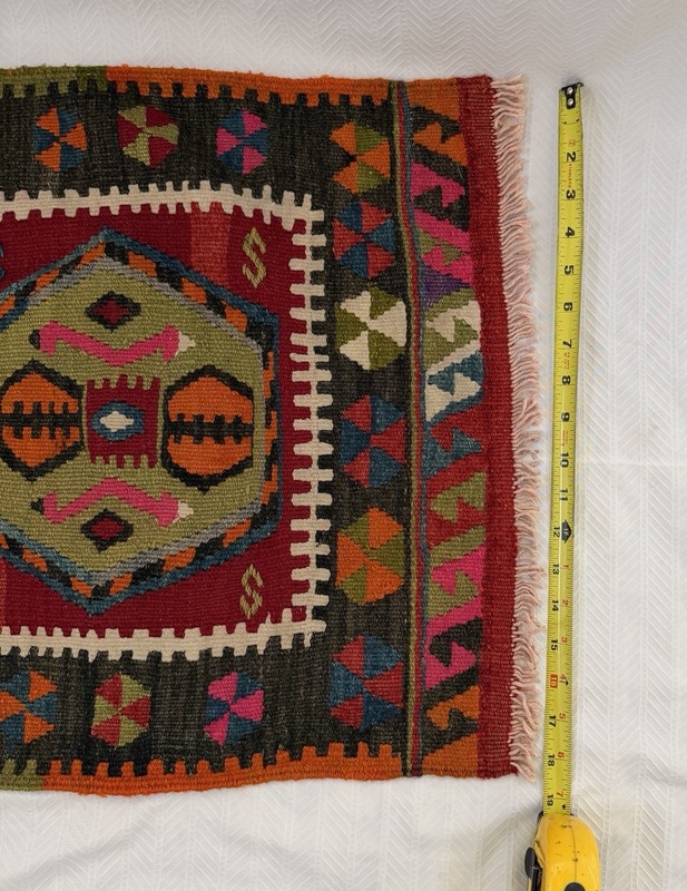 Handwoven 100% Wool 18”x41” Kilim Excellent Condition! gallery