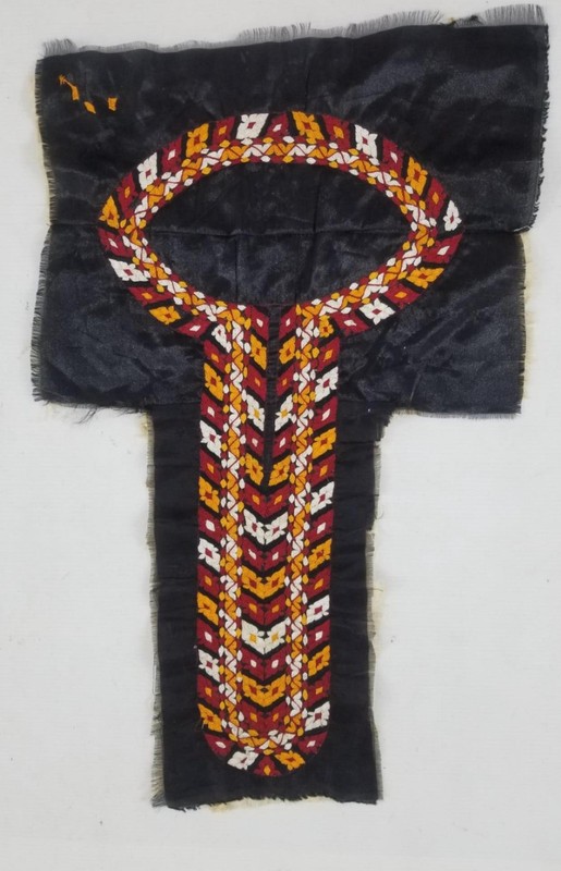 Vintage Traditional Tribal Hand-Embroidered Neck Silk Panel 64x40cms