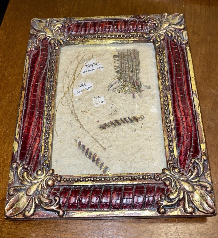 Judaica Religious Artwork Textile Paper Scraps With Phrases From Song Of Songs