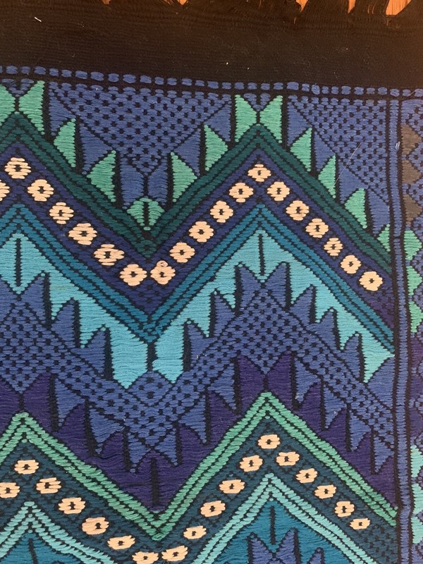 Beautiful Handwoven Tapestry Blue Green White. Estimate Size 24X16 Inches gallery
