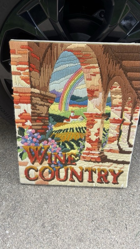 Wine Country Vineyard Rainbow Wool Needlepoint Tapestry 16x20 Wall Art Decor