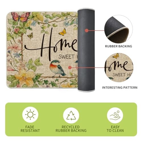 Bird Flowers Butterfly Spring Kitchen Mats Set of 2, Summer Home Decor Low gallery