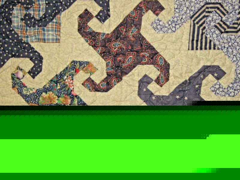 Wall Quilt "Monkey Wrench Spinners" Quilted Art Wall Decor 19" x 15" Handmade gallery