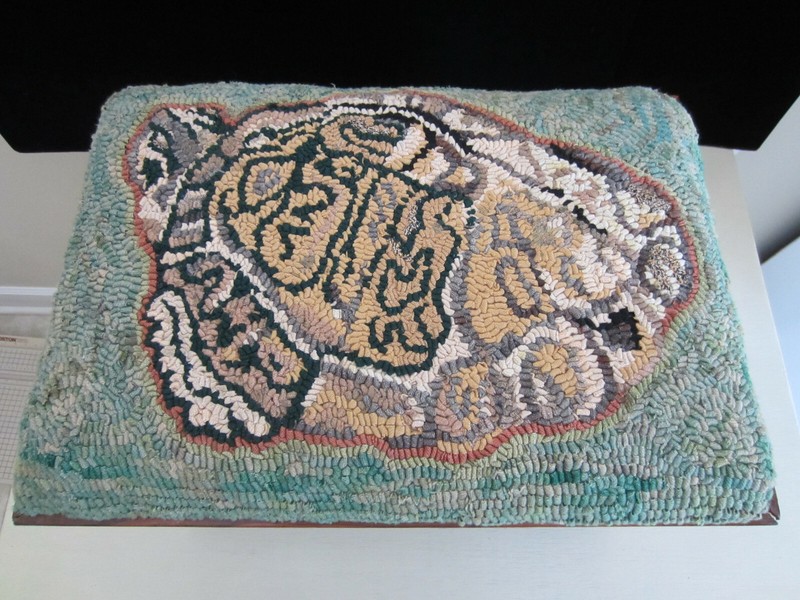 HAND-HOOKED TORTOISE FOOTSTOOL (Hooked by Ramona Maddox) gallery