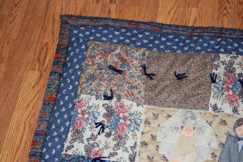 Vintage Country Wedding Couple Folk Art Tapestry Quilt Log Cabin Wall Decor gallery